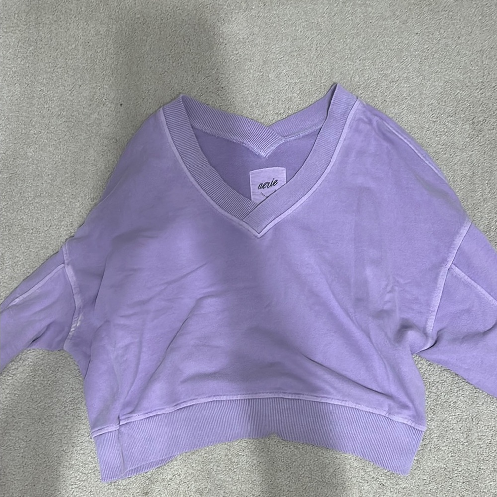 Aerie Lavender V-Neck Sweatshirt
